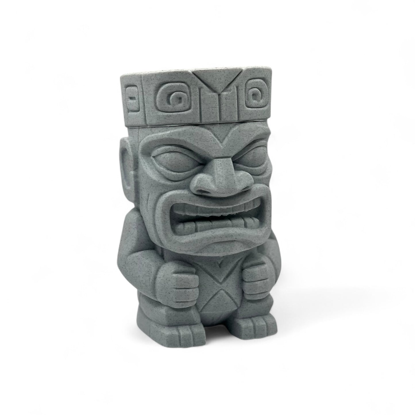 7" Tall Stone-Like PLA Tiki with Removable Hat and Magnetic Closure