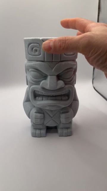7" Tall Stone-Like PLA Tiki with Removable Hat and Magnetic Closure