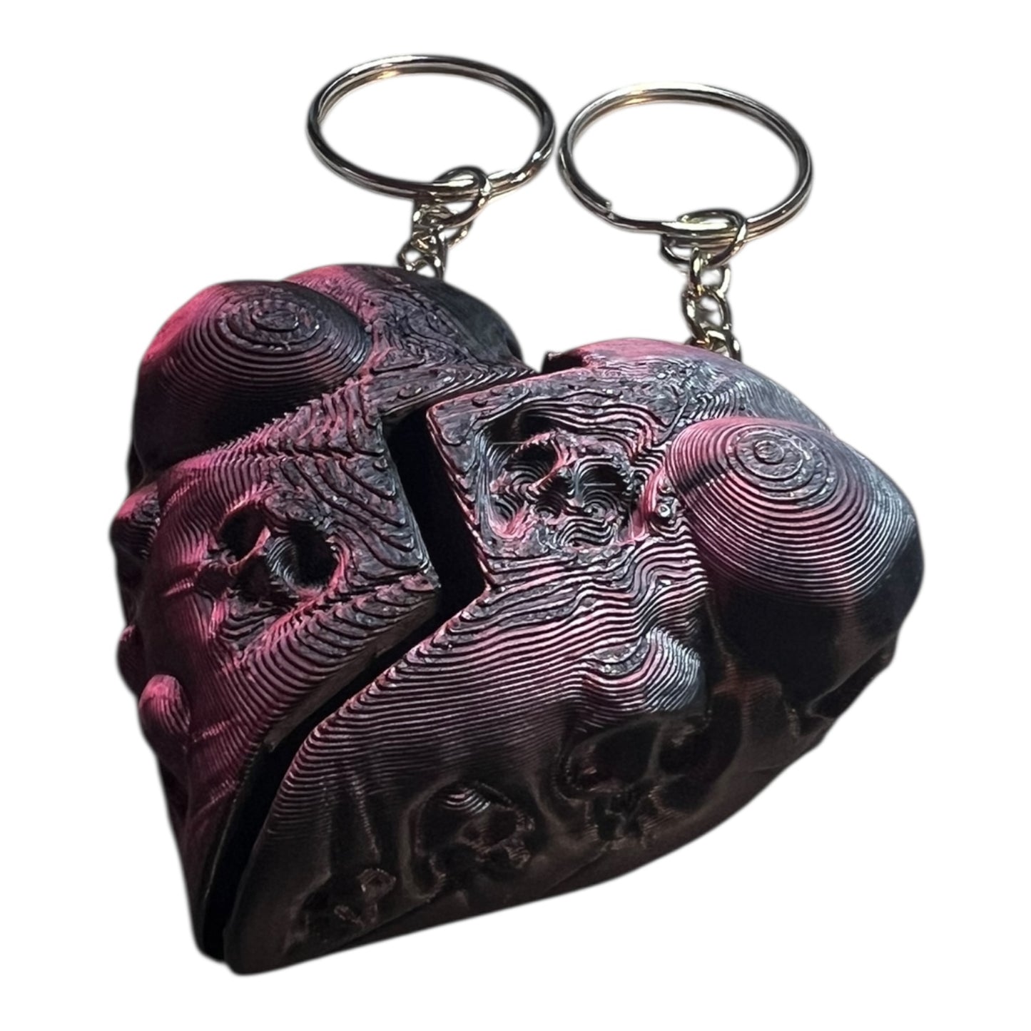 Broken Skull Heart Keychain