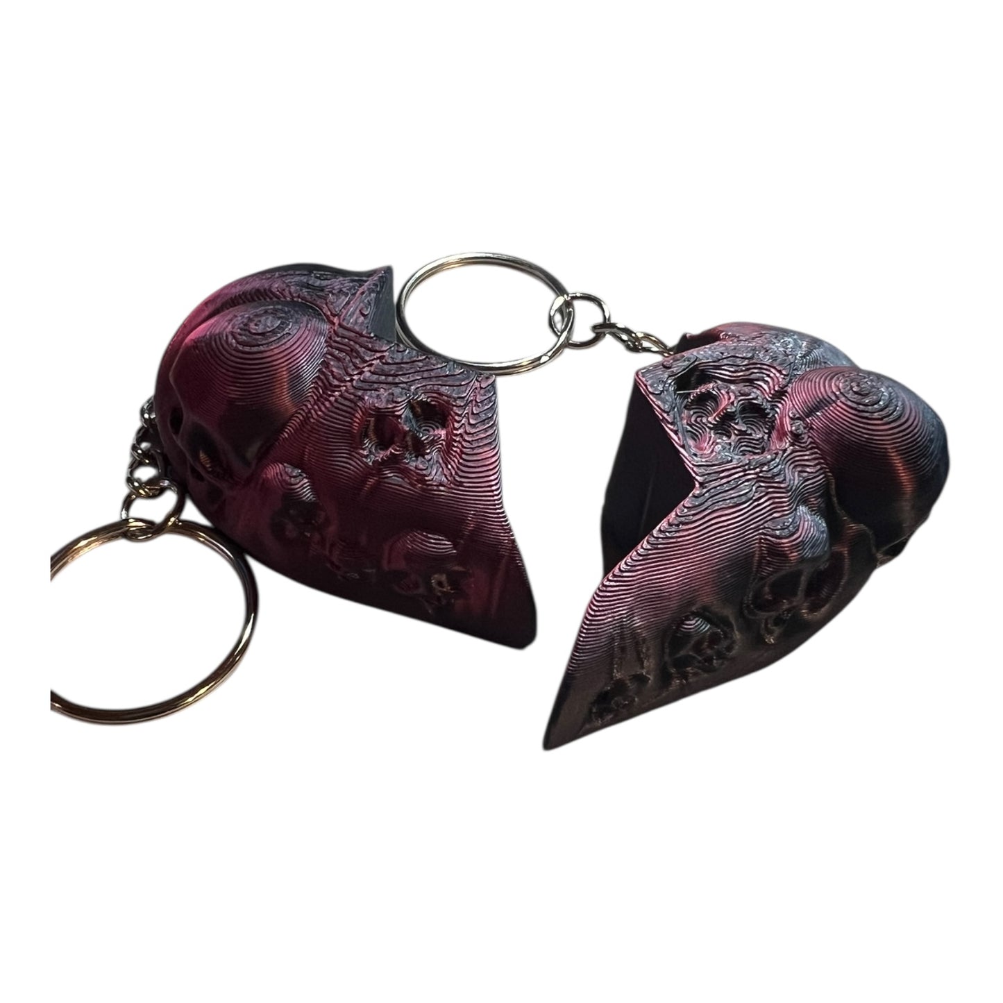 Broken Skull Heart Keychain