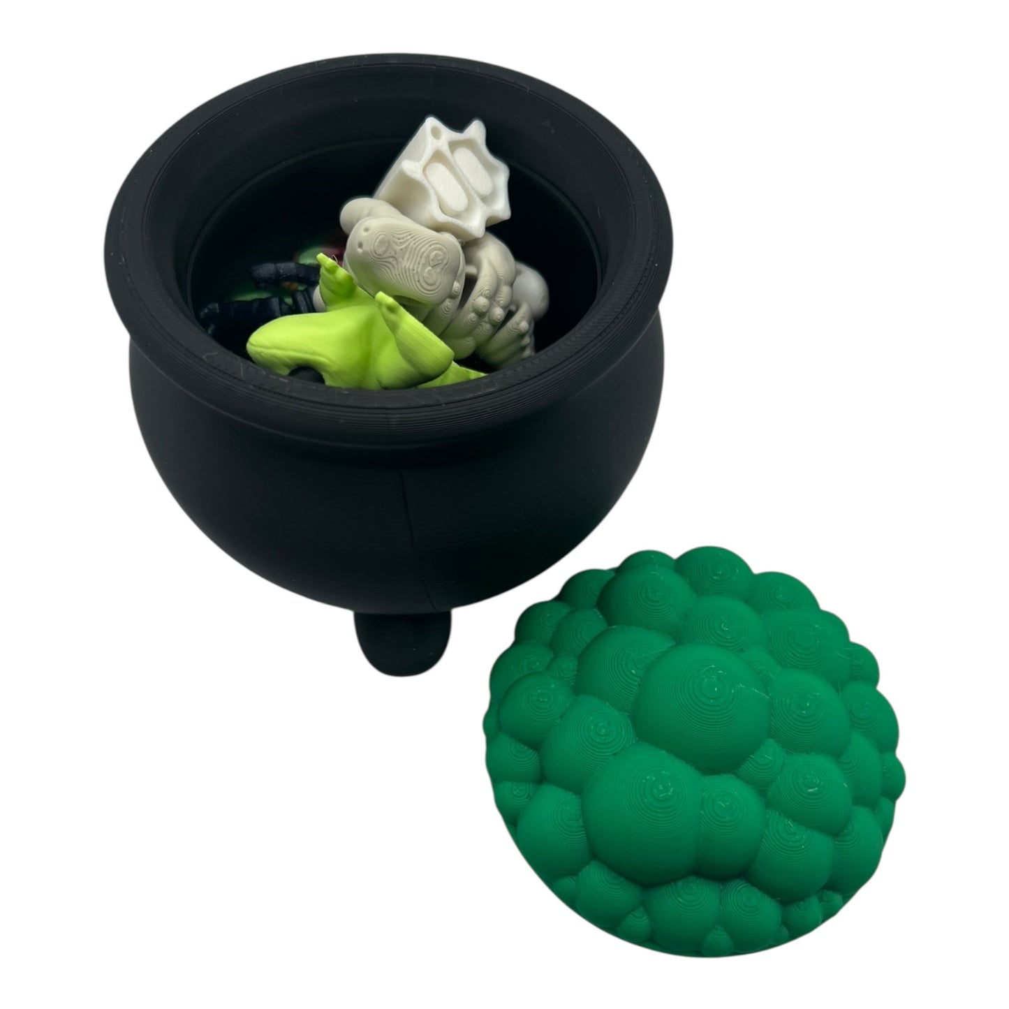 Random Mini Cauldron 10-Pack – Black with Green or Red Bubble Lid