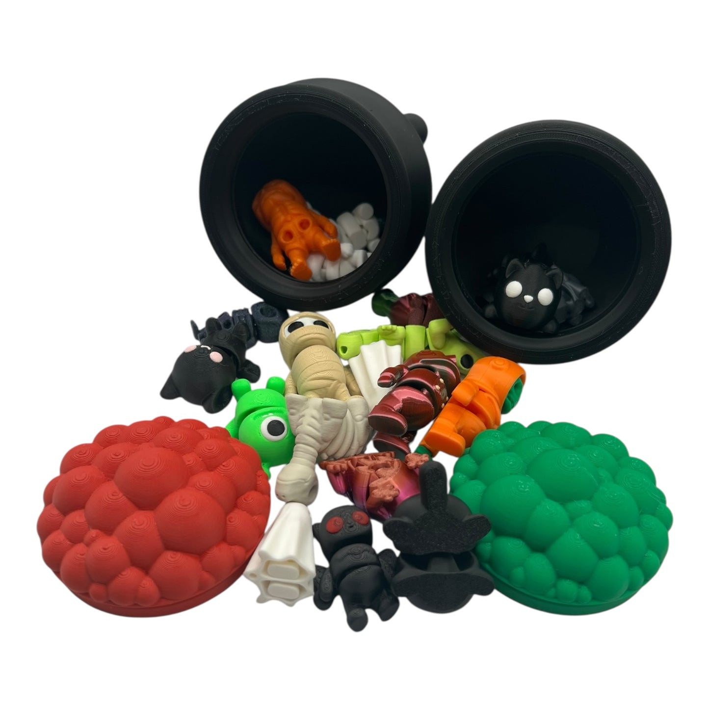 Random Mini Cauldron 10-Pack – Black with Green or Red Bubble Lid