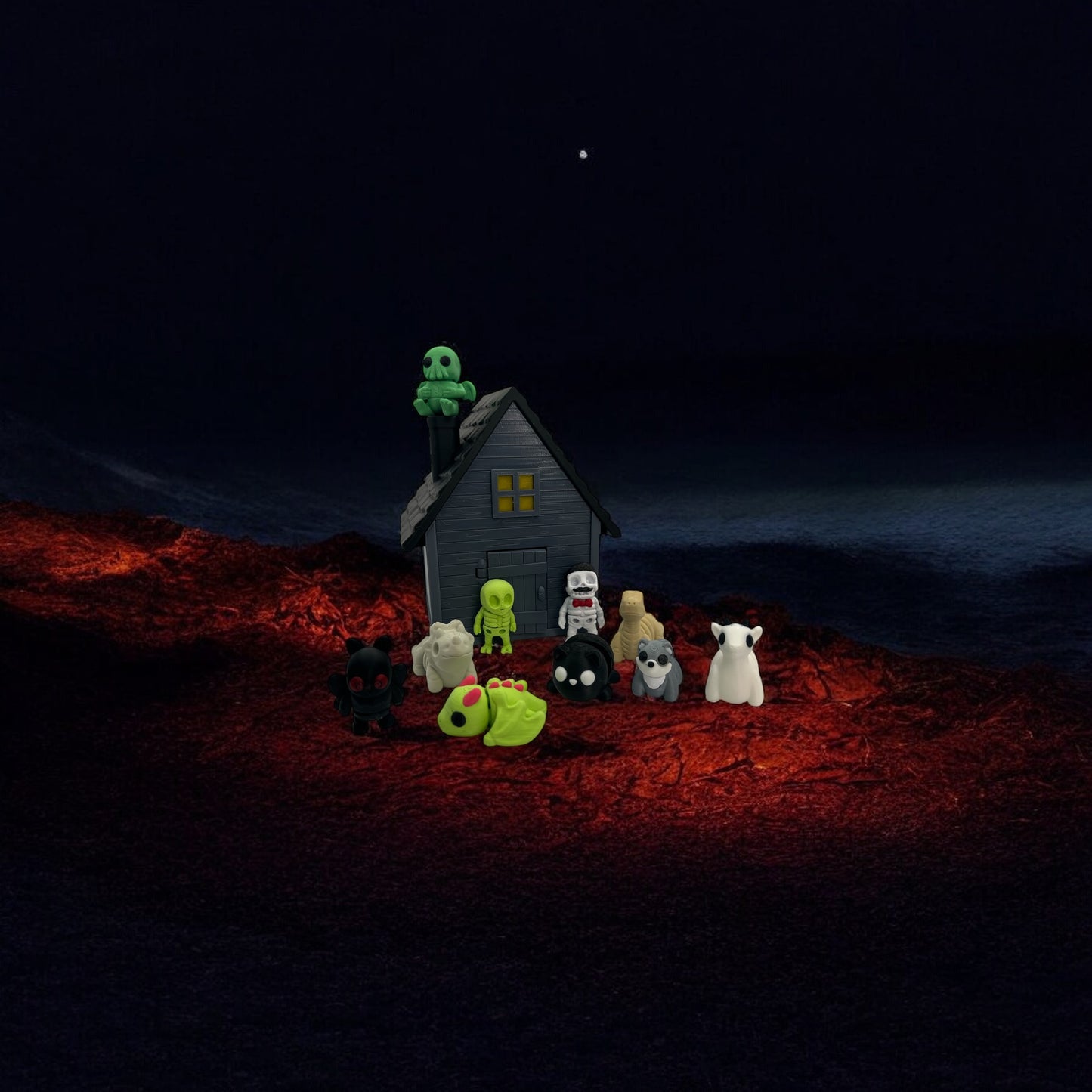 Haunted House Collectible Set with 10 Mini Monsters – Spooky Cute Display Bundle