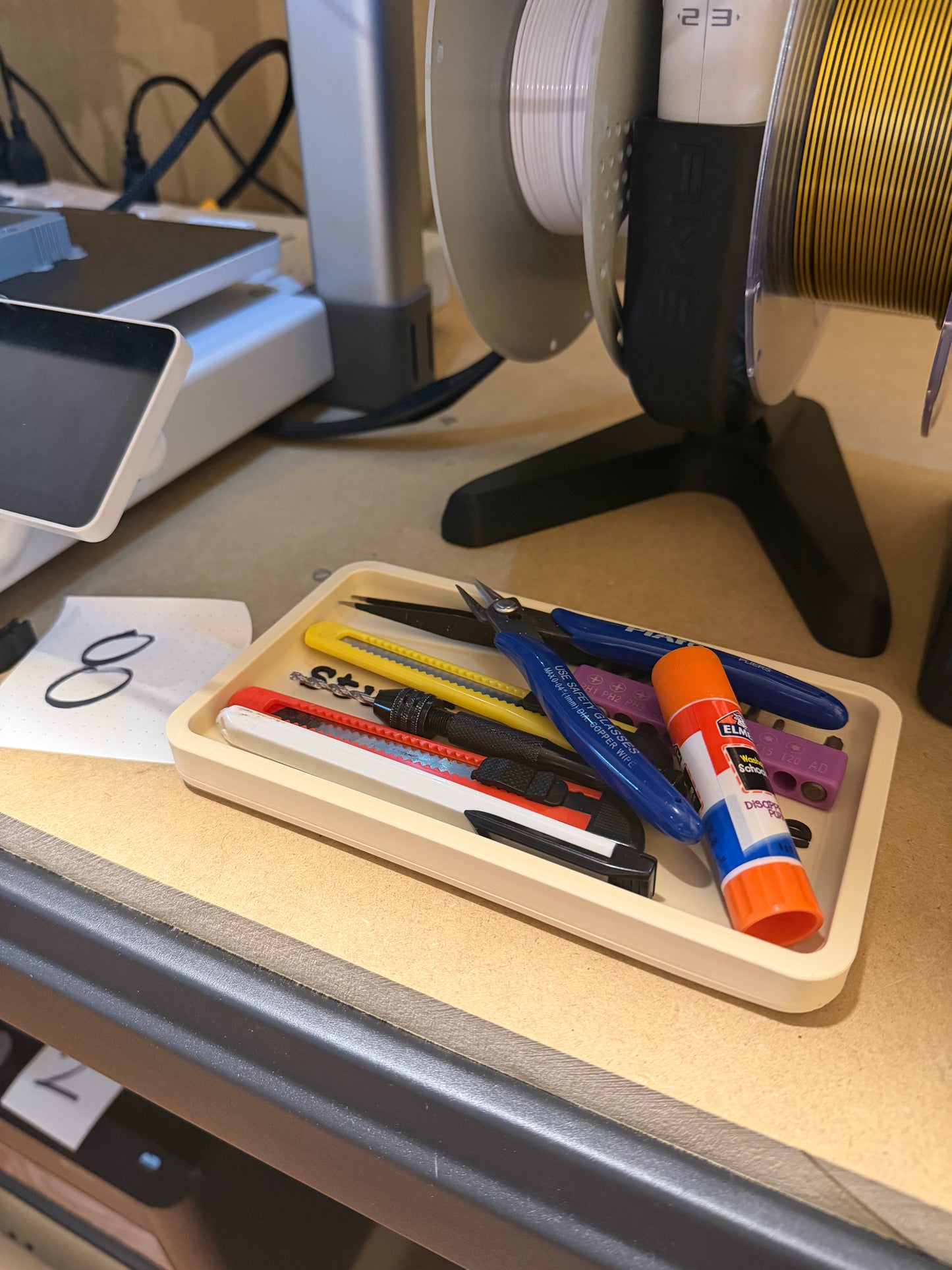 Stuff Goes Here Catch-All Tray | 3D Printed Bedside Valet | Desk Organizer Tray | Minimal Nightstand Storage