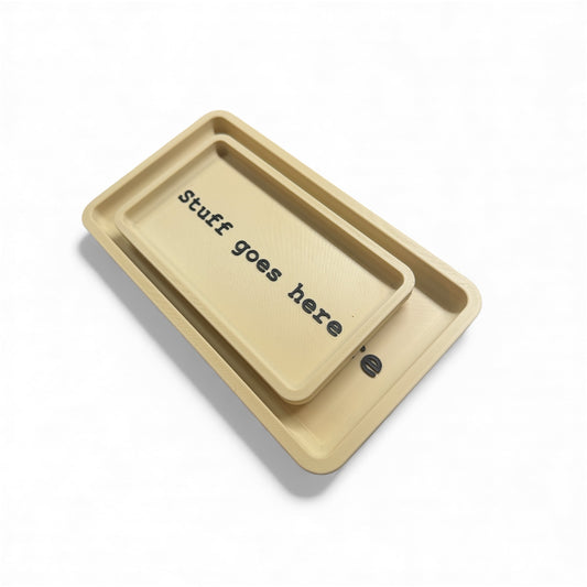 Stuff Goes Here Catch-All Tray | 3D Printed Bedside Valet | Desk Organizer Tray | Minimal Nightstand Storage