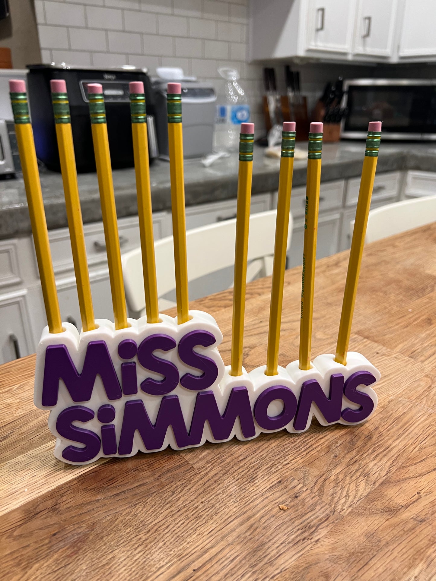 Custom Teacher Desk Nameplate – Personalized Pencil Holder with Name