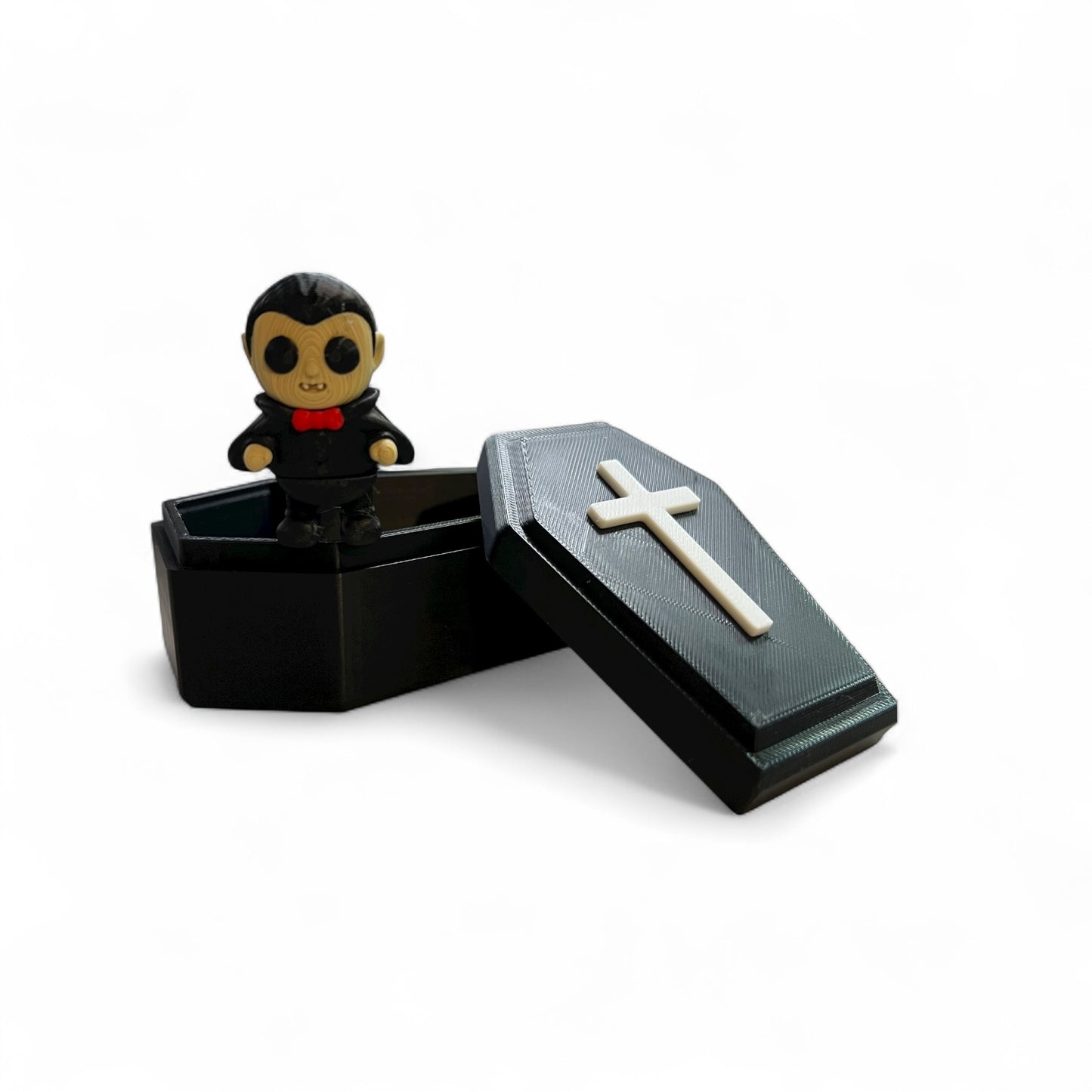 Mini Vampire Figurine with Coffin Box – Cute Halloween Collectible Toy with Removable Coffin Lid