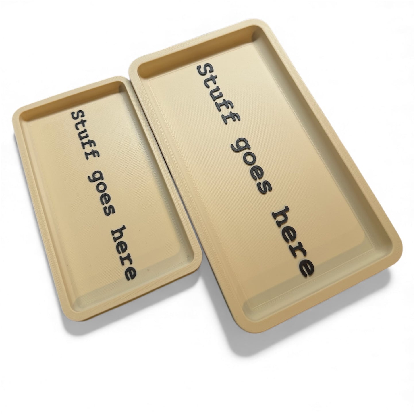 Stuff Goes Here Catch-All Tray | 3D Printed Bedside Valet | Desk Organizer Tray | Minimal Nightstand Storage