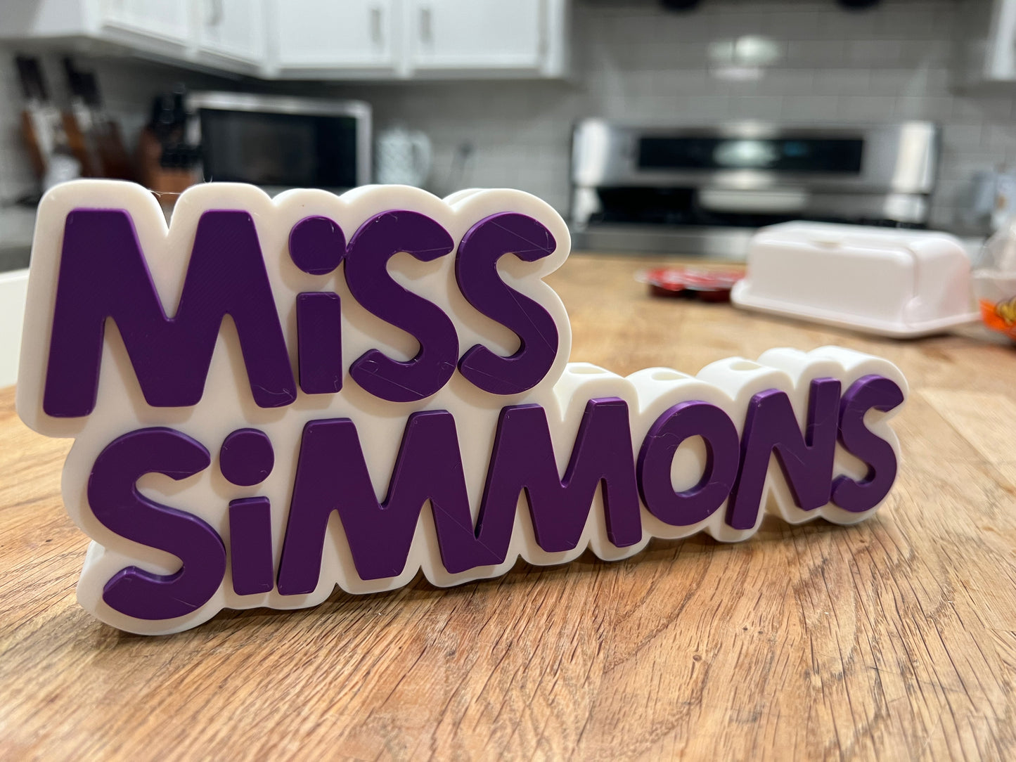 Custom Teacher Desk Nameplate – Personalized Pencil Holder with Name