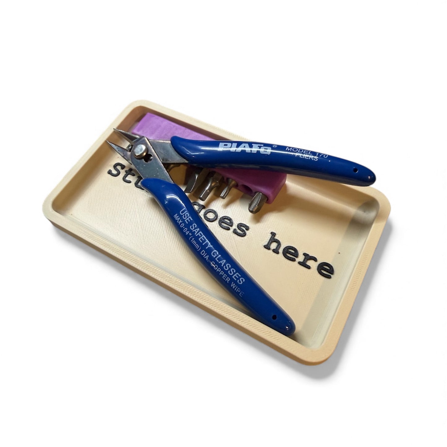 Stuff Goes Here Catch-All Tray | 3D Printed Bedside Valet | Desk Organizer Tray | Minimal Nightstand Storage