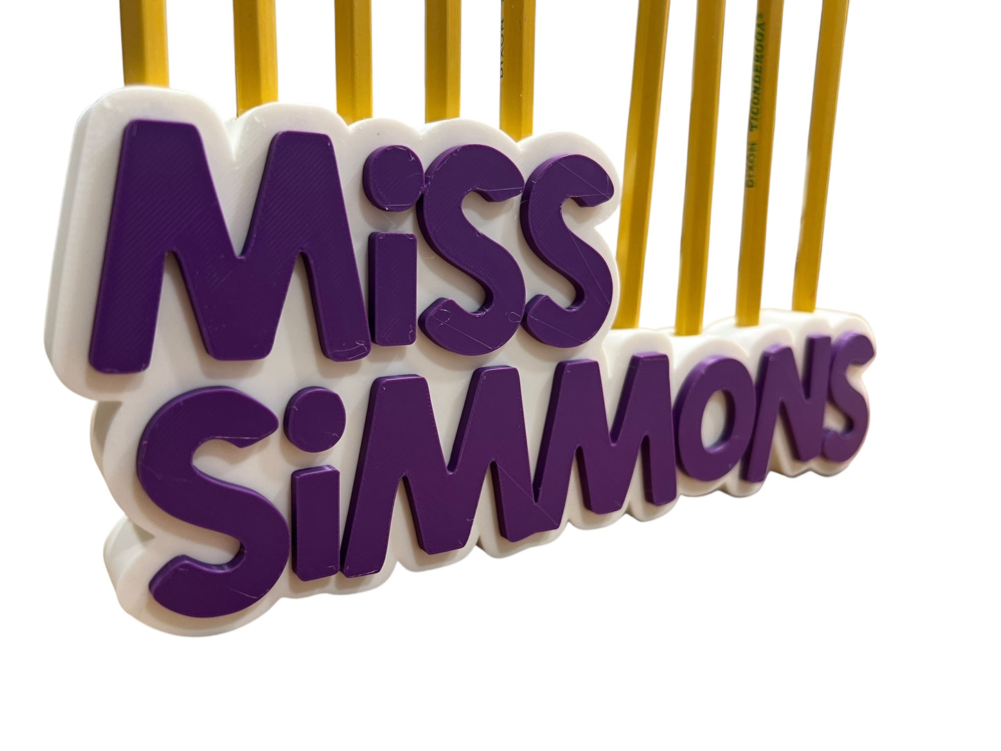 Custom Teacher Desk Nameplate – Personalized Pencil Holder with Name