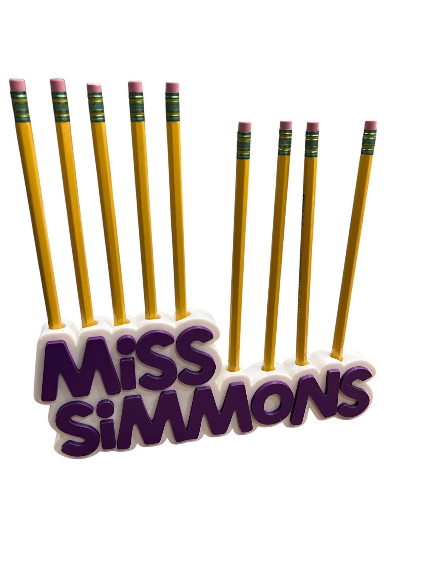 Custom Teacher Desk Nameplate – Personalized Pencil Holder with Name