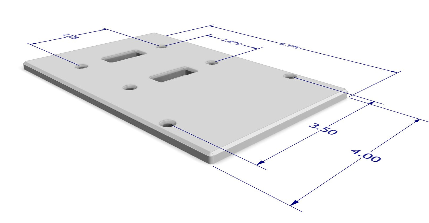 3D Printed Dual Light Switch and one blank slot Mounting Plate