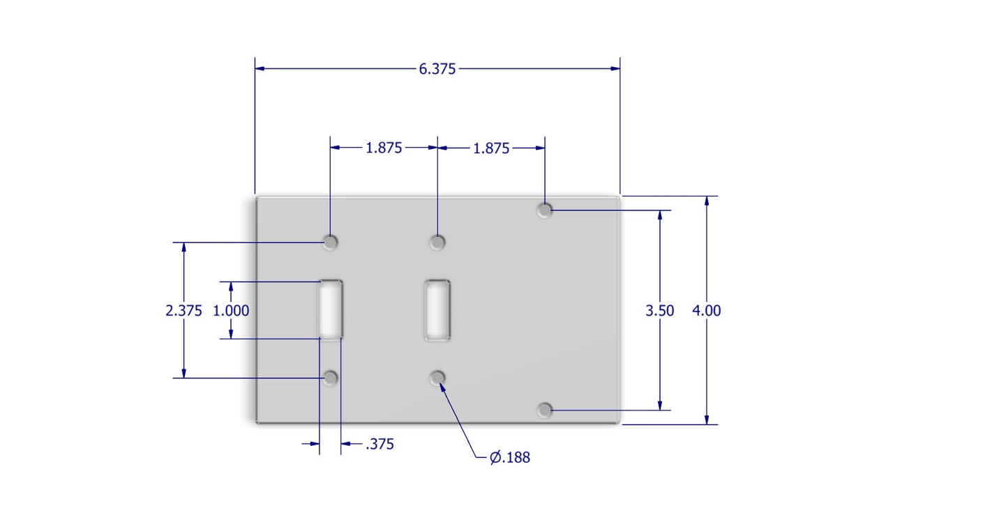 3D Printed Dual Light Switch and one blank slot Mounting Plate