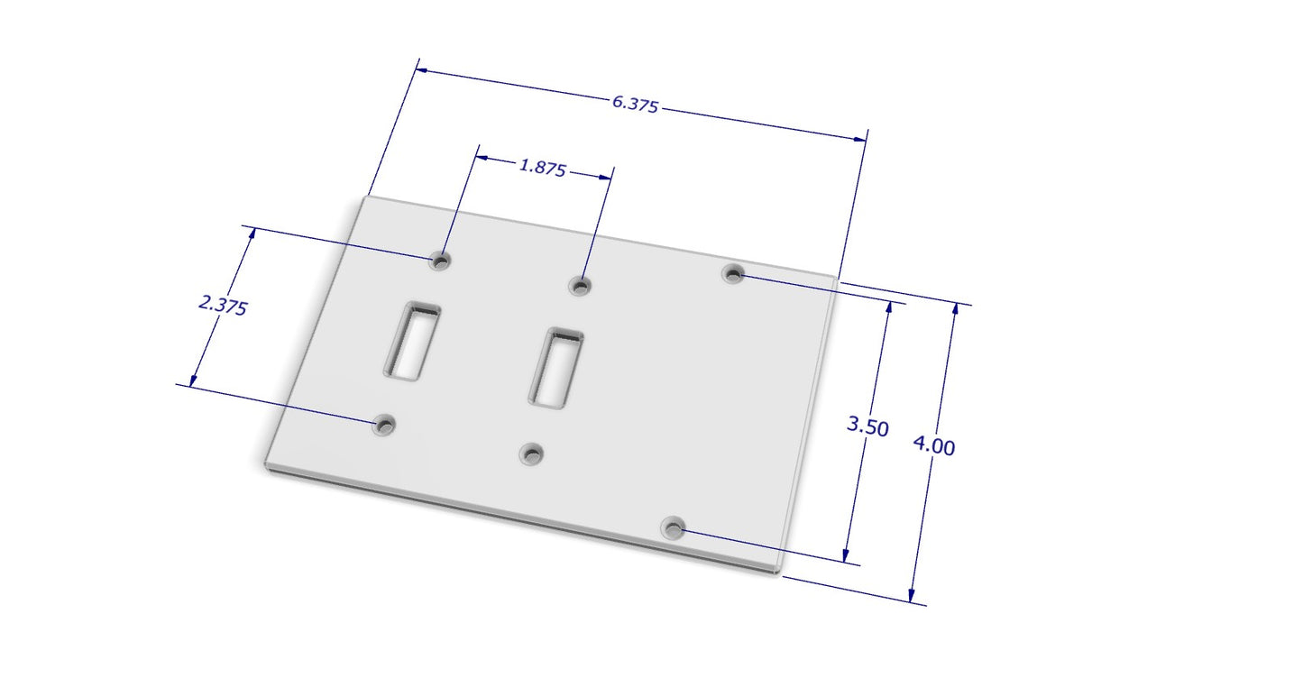 3D Printed Dual Light Switch and one blank slot Mounting Plate