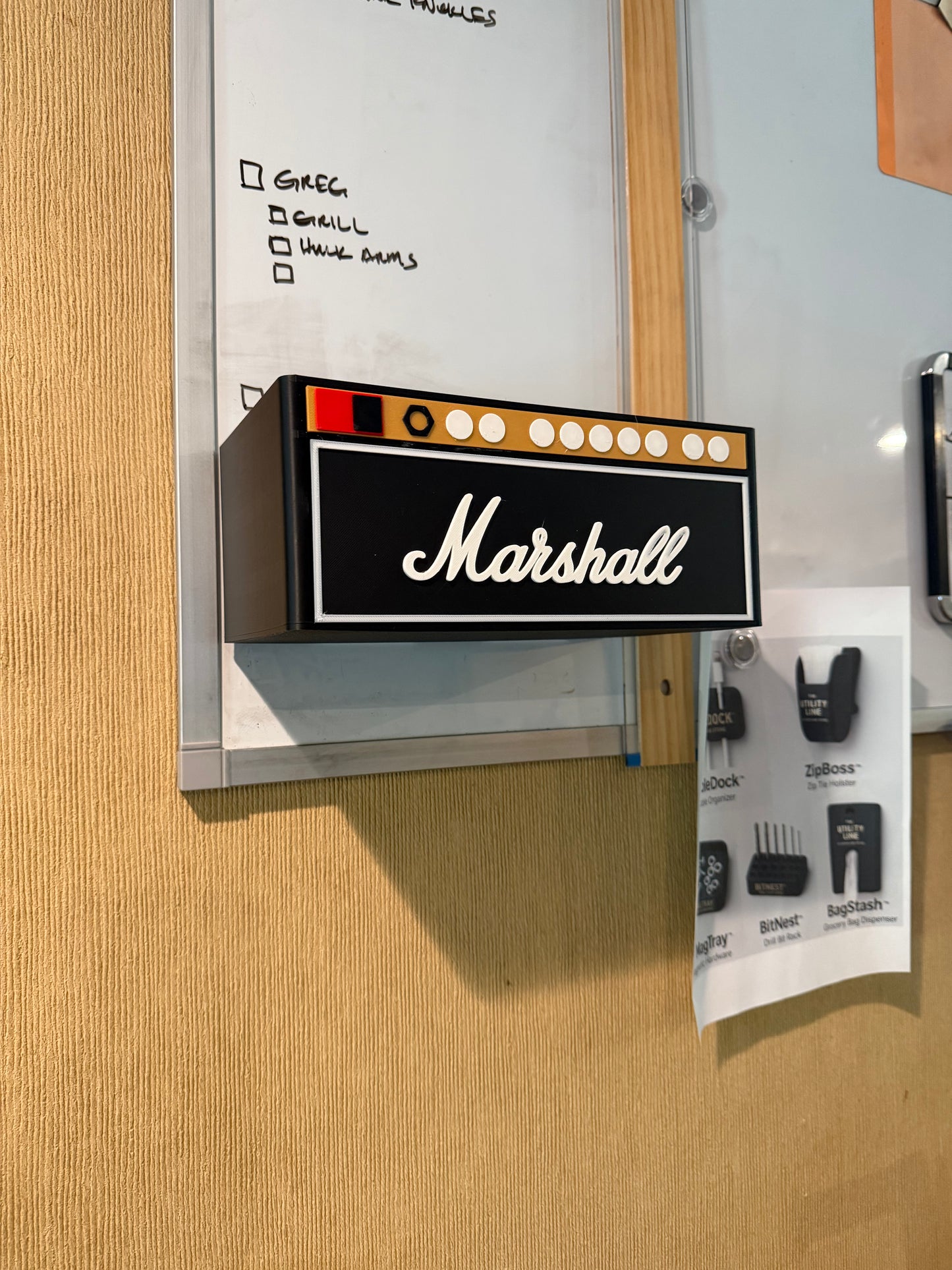 Custom Marshall whiteboard tissue holder