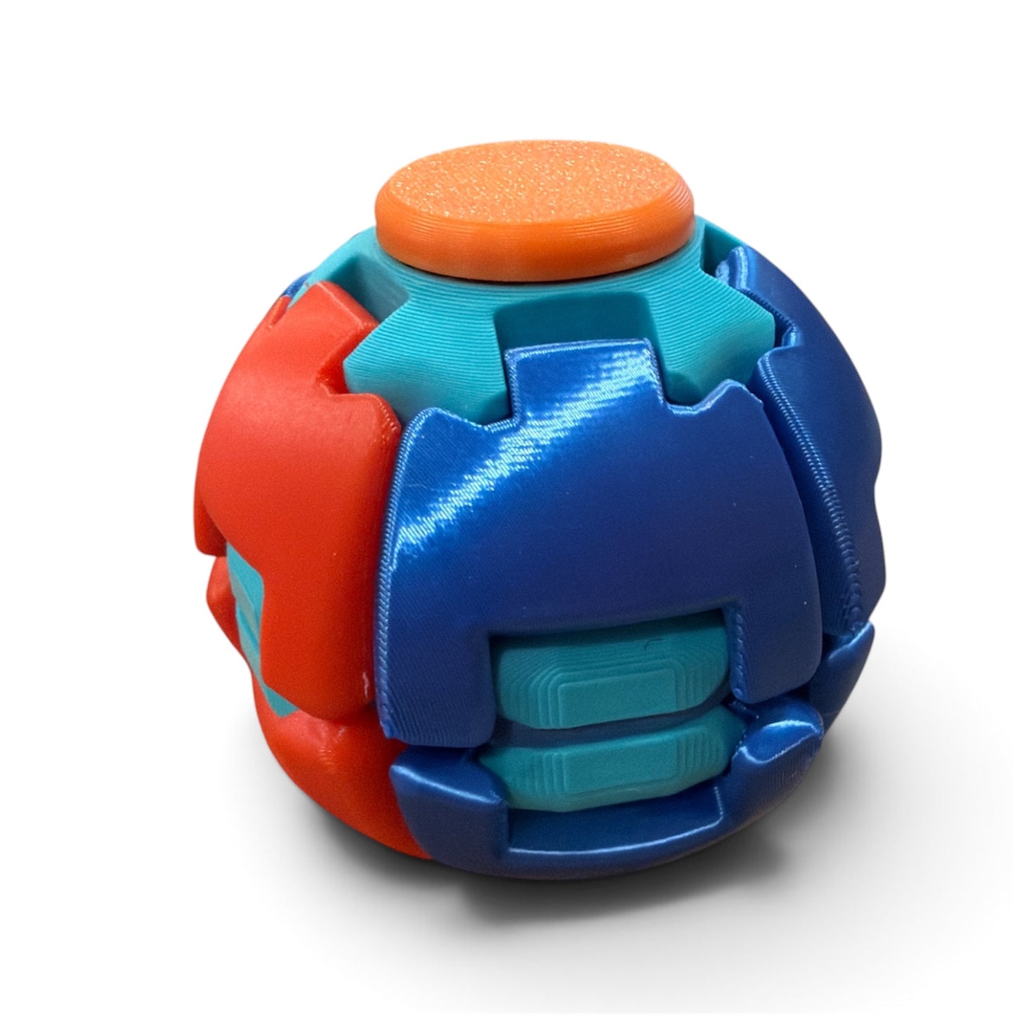 SpinSquoosh Press-to-Spin Fidget Ball – Colorful 3D Printed Transforming Desk Toy – Random Surprise Colors