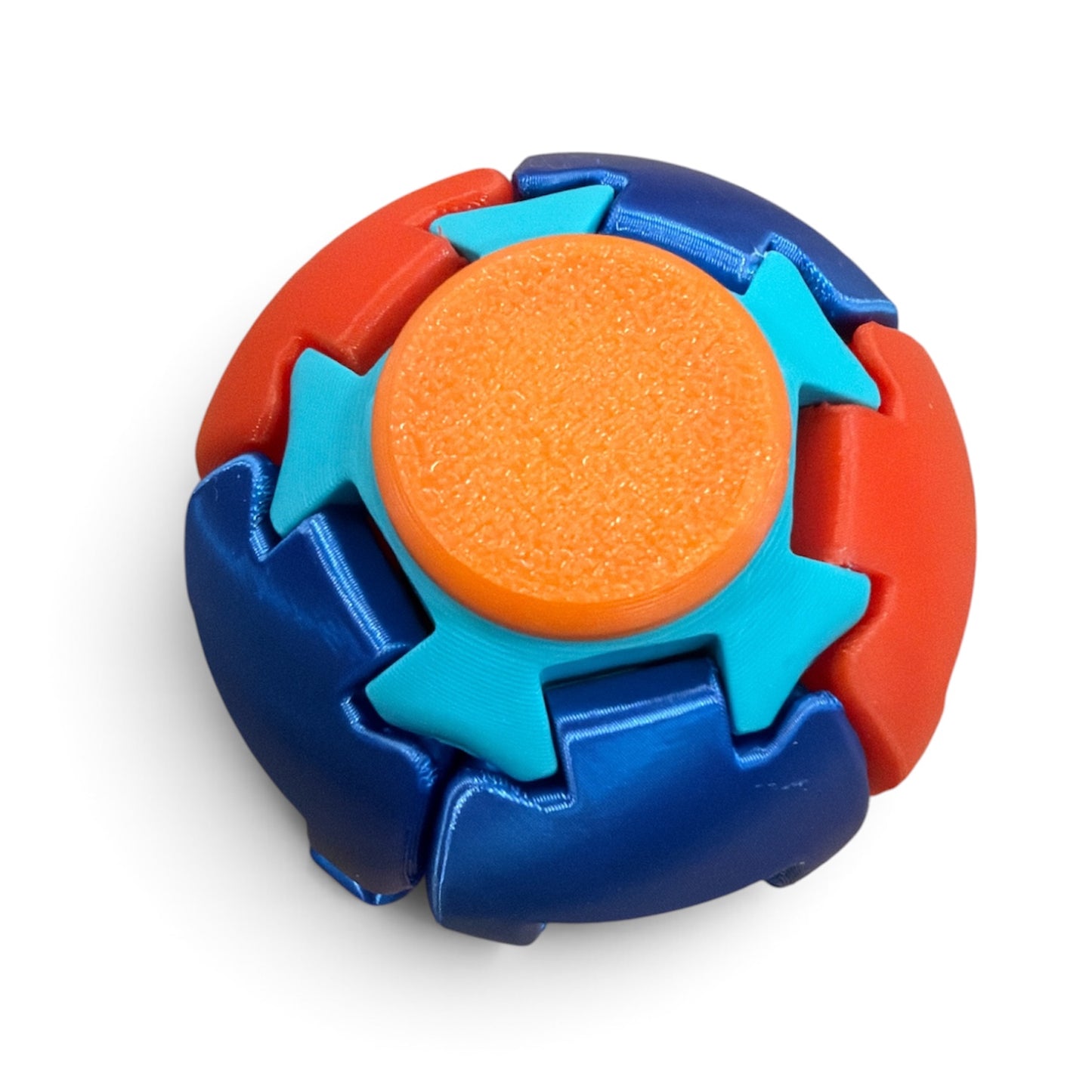 SpinSquoosh Press-to-Spin Fidget Ball – Colorful 3D Printed Transforming Desk Toy – Random Surprise Colors