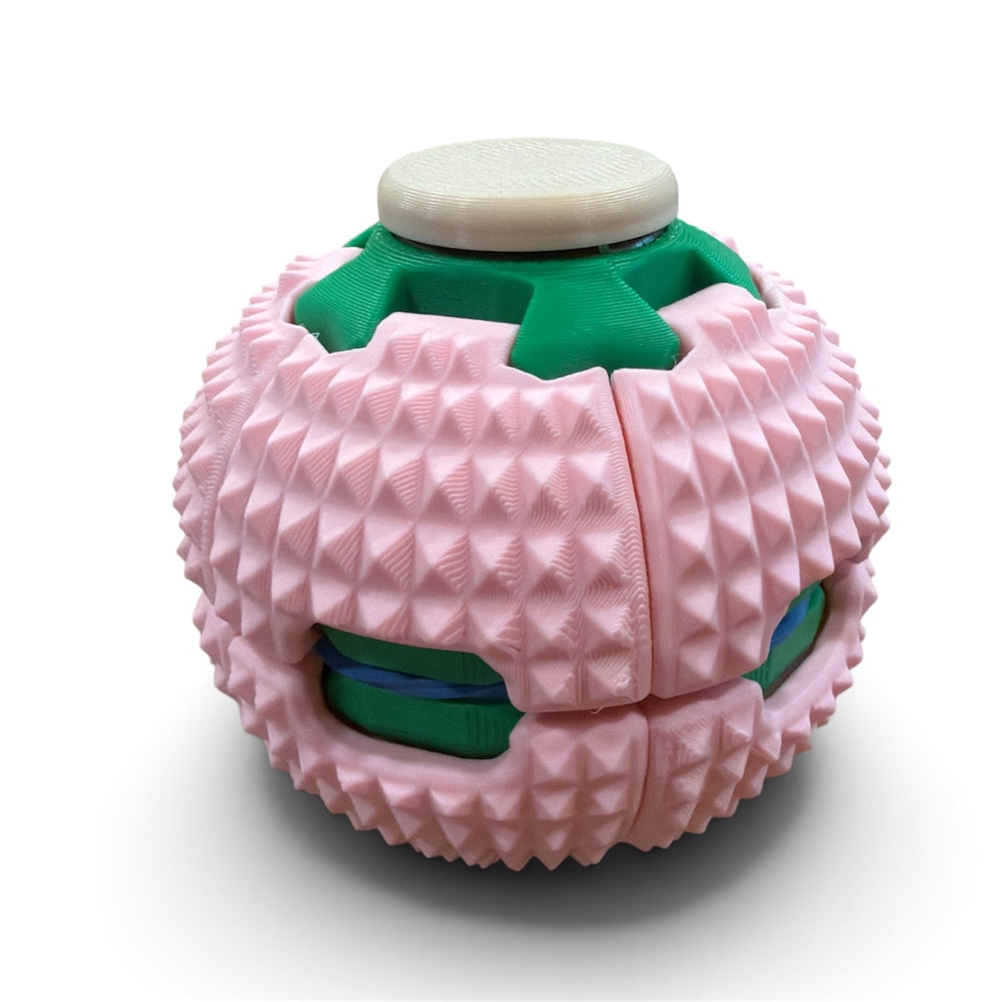SpinSquoosh Press-to-Spin Fidget Ball – Colorful 3D Printed Transforming Desk Toy – Random Surprise Colors