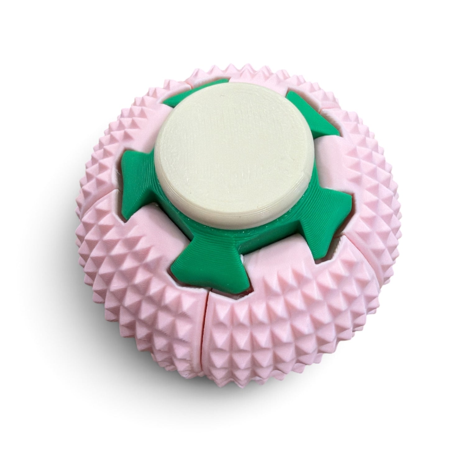 SpinSquoosh Press-to-Spin Fidget Ball – Colorful 3D Printed Transforming Desk Toy – Random Surprise Colors