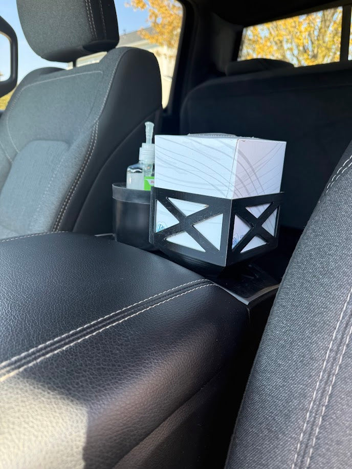 SnotBox Car Cup Holder Tissue Box Holder – Fits Standard Tissue Boxes | PETG Refillable Car Organizer