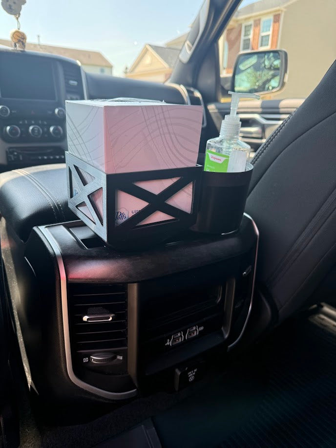 SnotBox Car Cup Holder Tissue Box Holder – Fits Standard Tissue Boxes | PETG Refillable Car Organizer