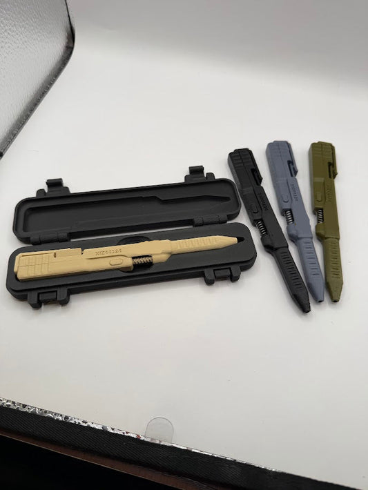 Tactical Style 3D-Printed Pen — Pocket Pen with Protective Case (Tan, Black, Olive, Grey)